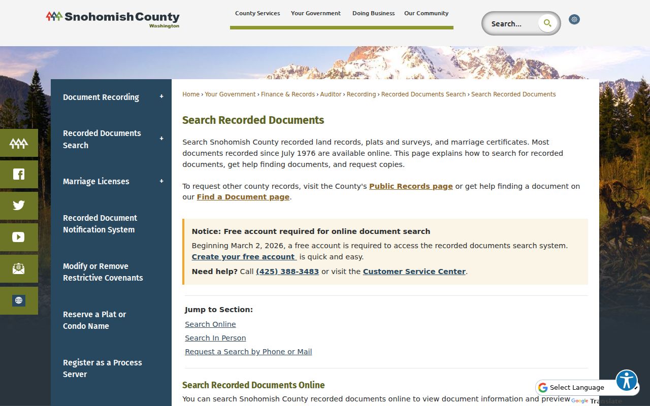 Lynnwood people search through Snohomish County recorded documents